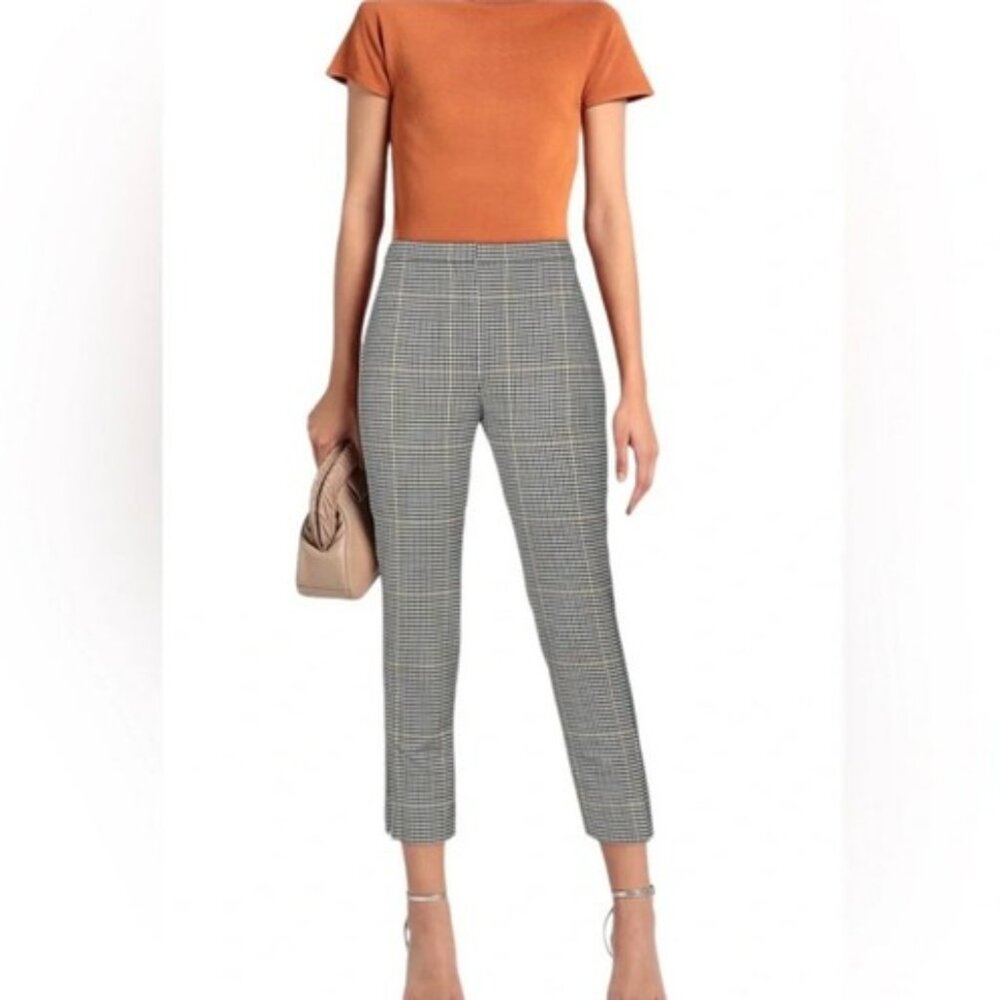 Theory CL Straight in Ivory Dale Portland Plaid Stretch Wool Crop Pants size 2